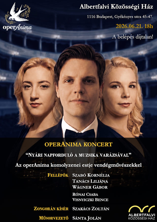 Az OperAnima 2026. június 21-i koncertjének plakátja